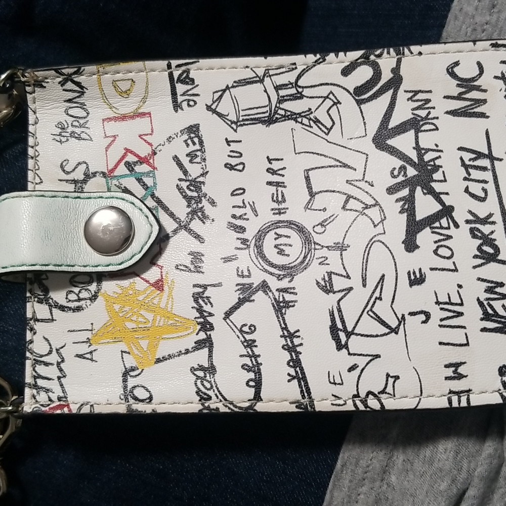 DKNY GRAFFITI PHONE CROSSBODY BAG WHITE